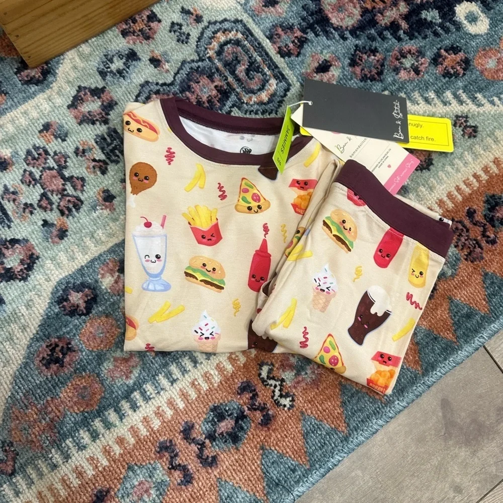 New Boutique Bamboo Bam & Stitch Kids Fast Food Pajamas Set Long Sleeve Size 5/6